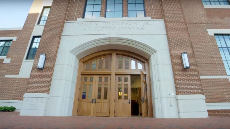 A front view of the John R. Thompson Athletic Center