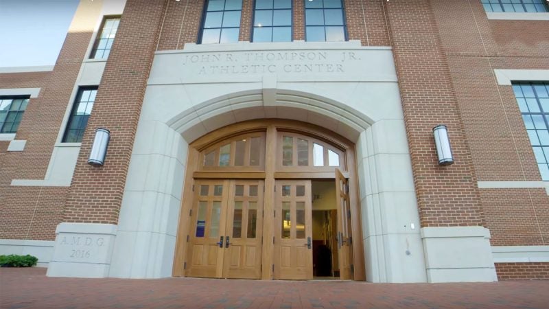 A front view of the John R. Thompson Athletic Center