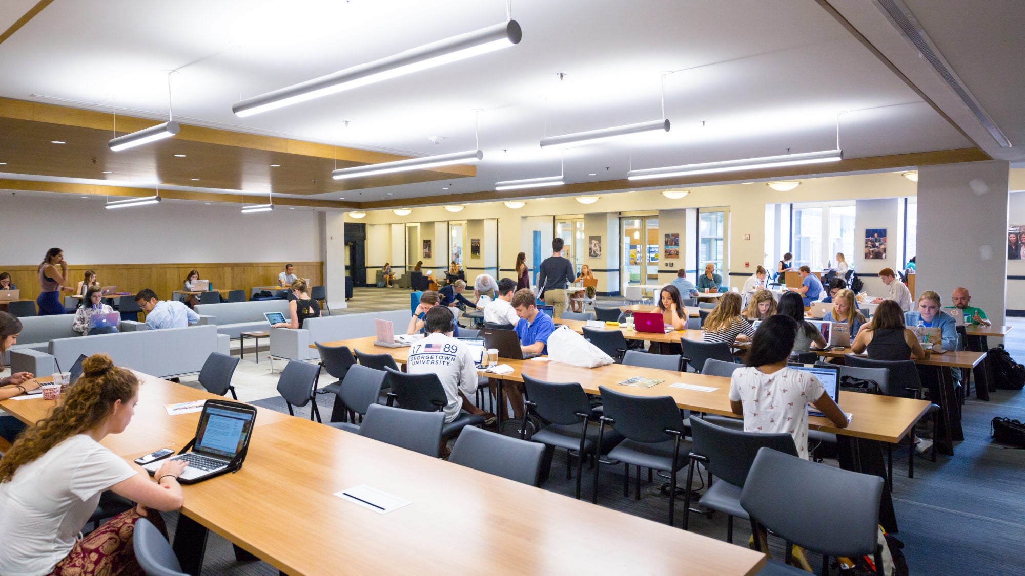 Students studying in Leavey Center.