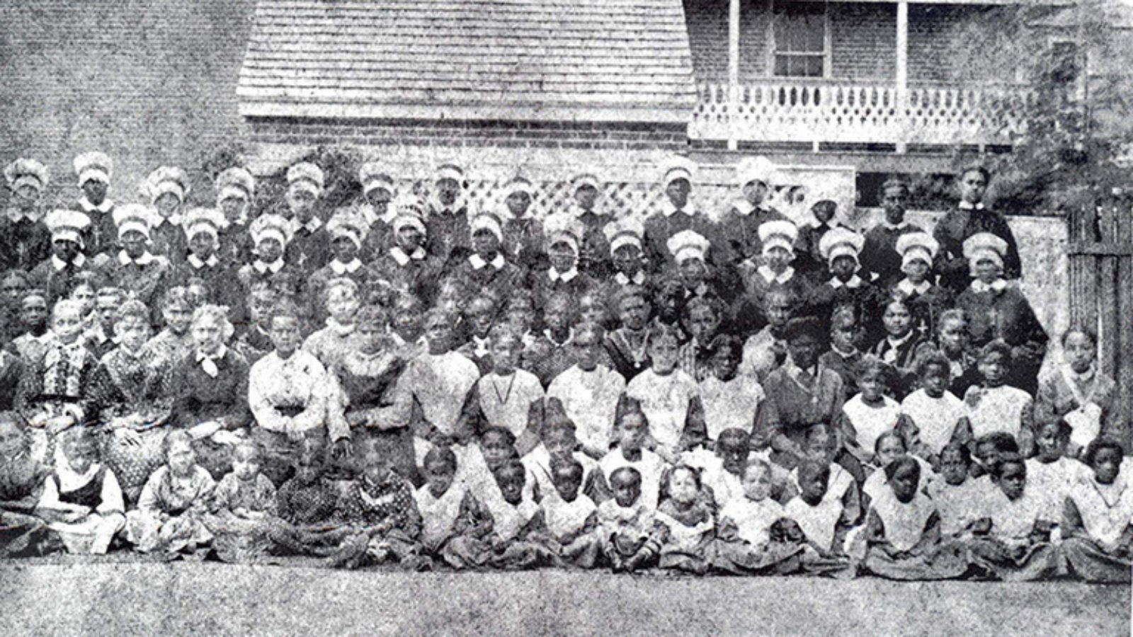 Black and white school photo.