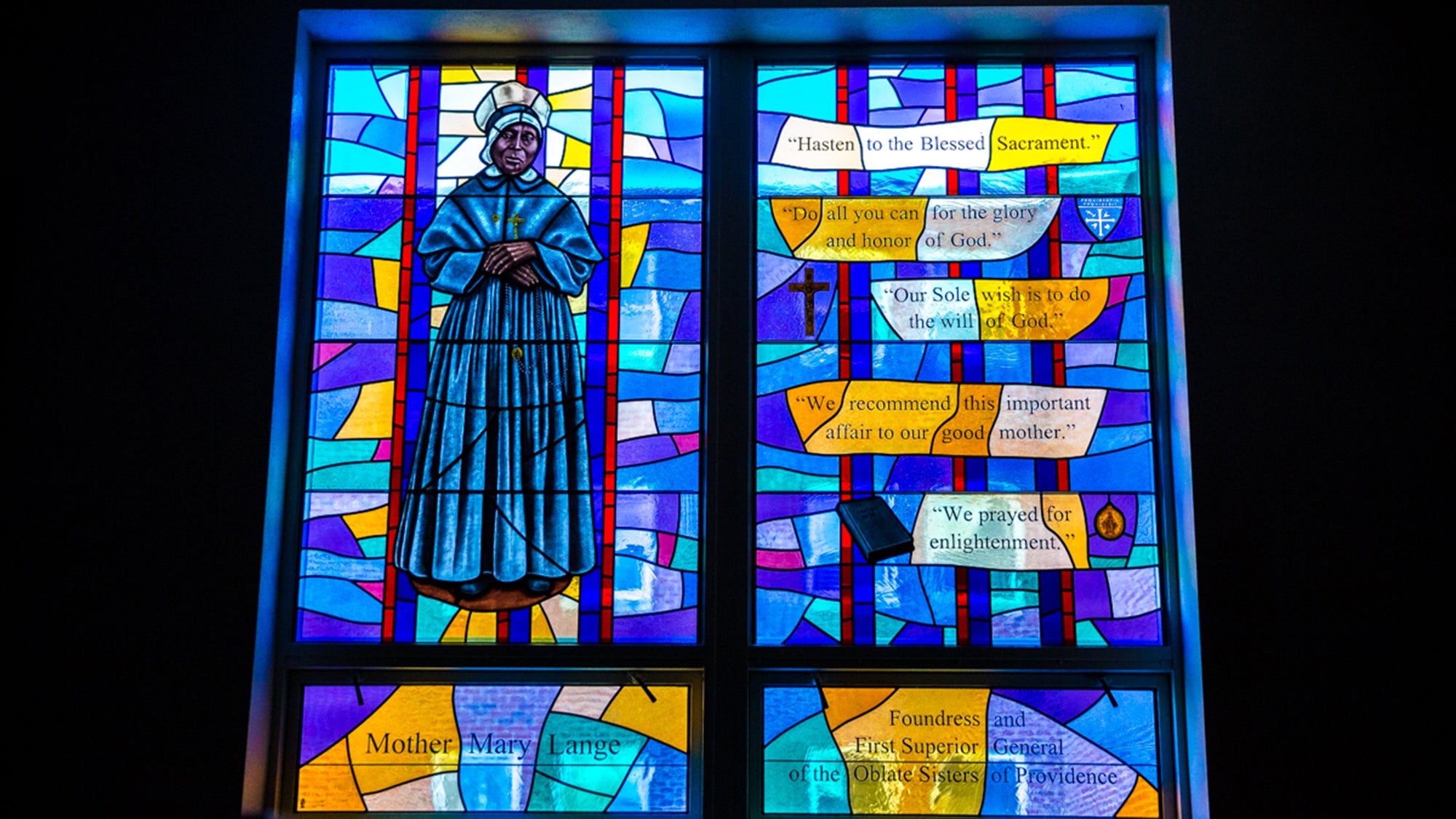 Stained-glass window of Mother Mary Lange.