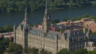 Aerial view of Georgetown focusing on Healy Hall