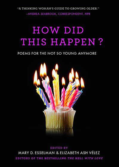 Cover of How Did This Happen book with one cupcake decorated with many lighted birthday candles