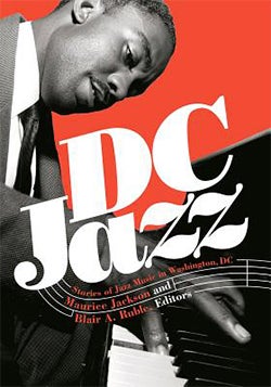 Red book cover reads D.C. Jazz: Stories of Jazz Music in Washington, DC 