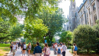 Students walking throughout campus.