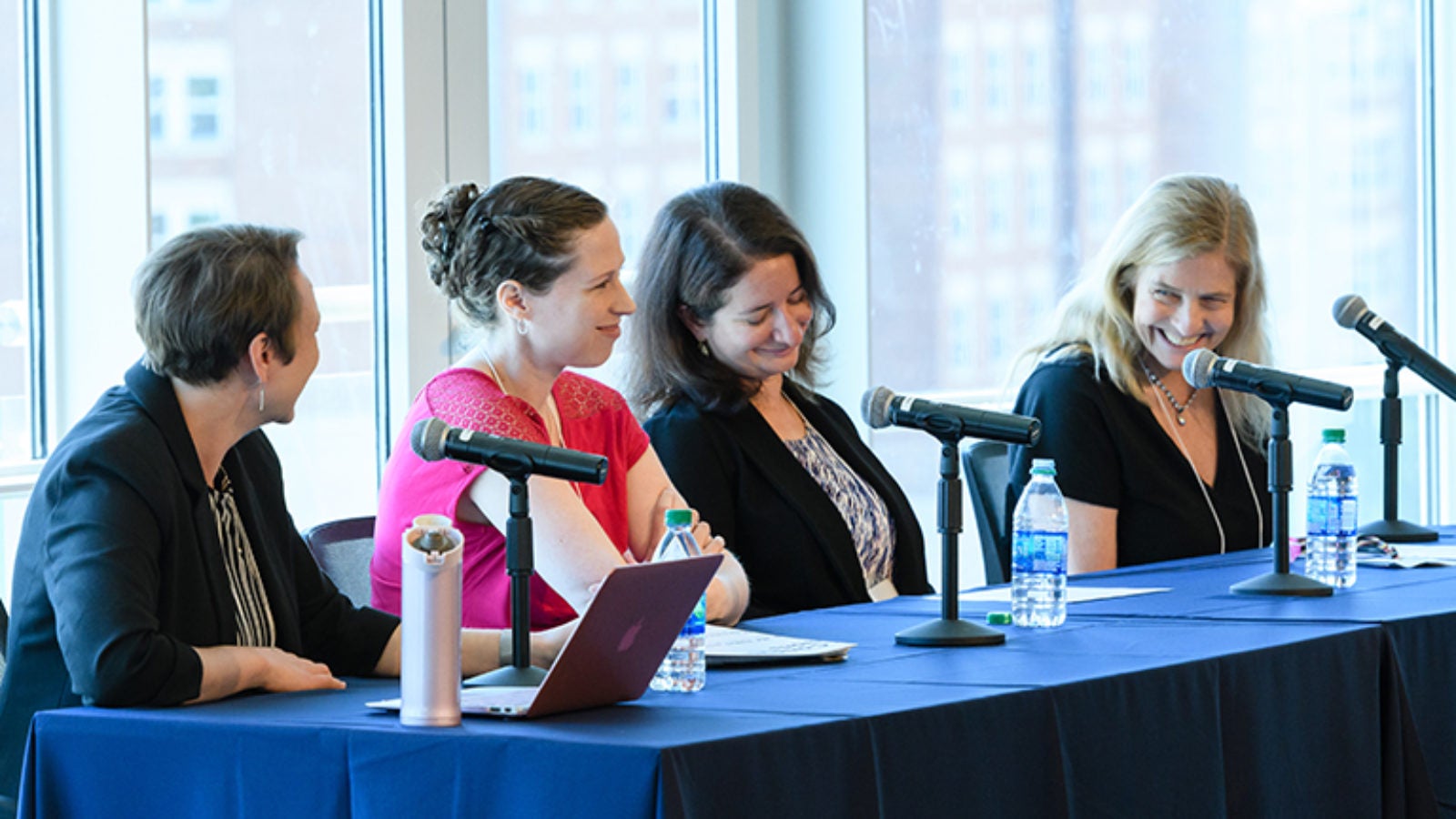 Pearl Sandick, Kathryne Sparks Woodle, Abigail A. Fraeman, Katherine Freese sit at a table with microphones