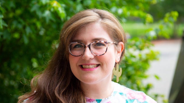 A Georgetown student smiles for the camera.