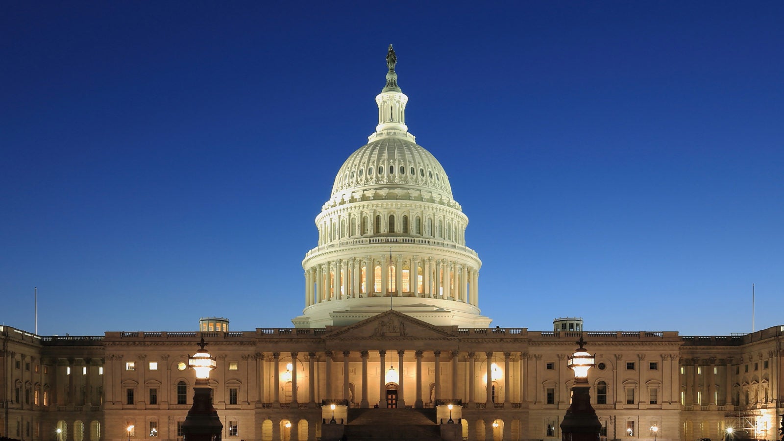 The Capitol building at dusk.