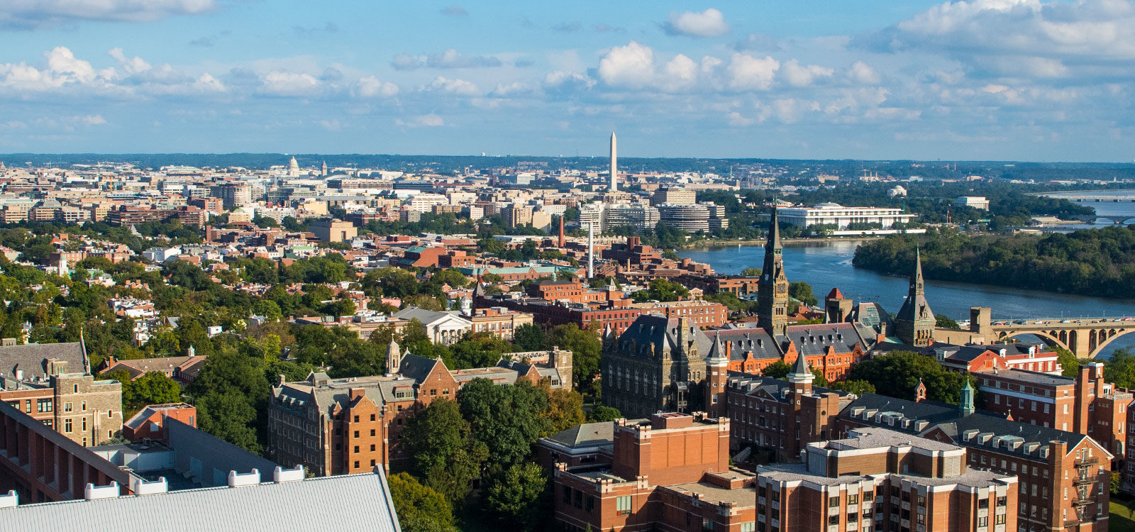 View of DC with Georgetown&#039;s campus in the foreground.