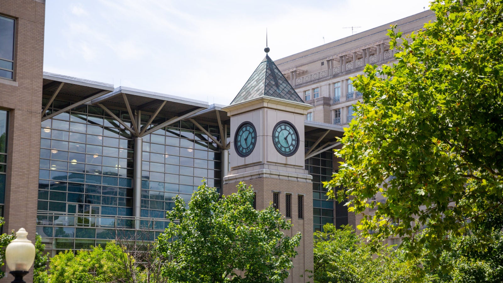 The Georgetown Law center clock tower.