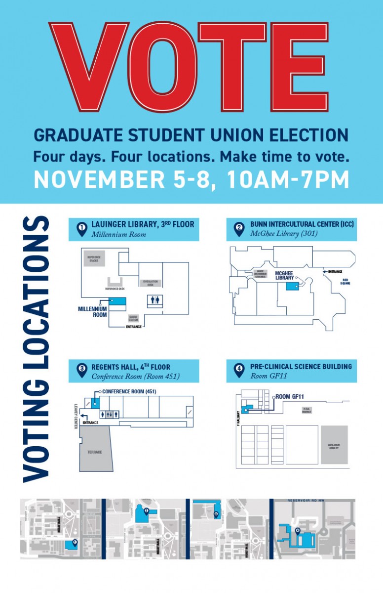 Map of voting locations for Grad Union election.