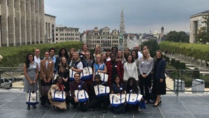 Susannah Dibble poses with a group of Fulbright-Schuman scholars in the European Union.