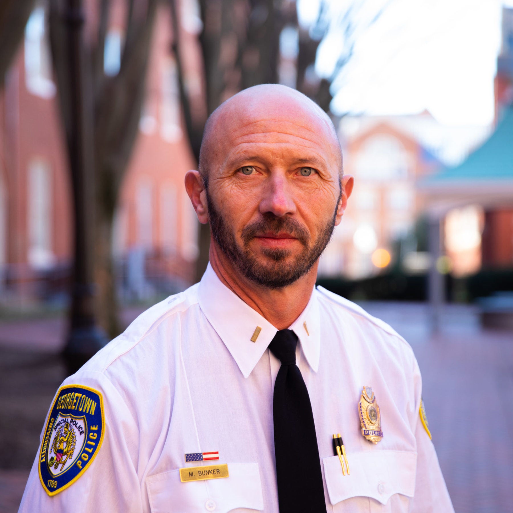 Michael Bunker outside wearing GUPD uniform