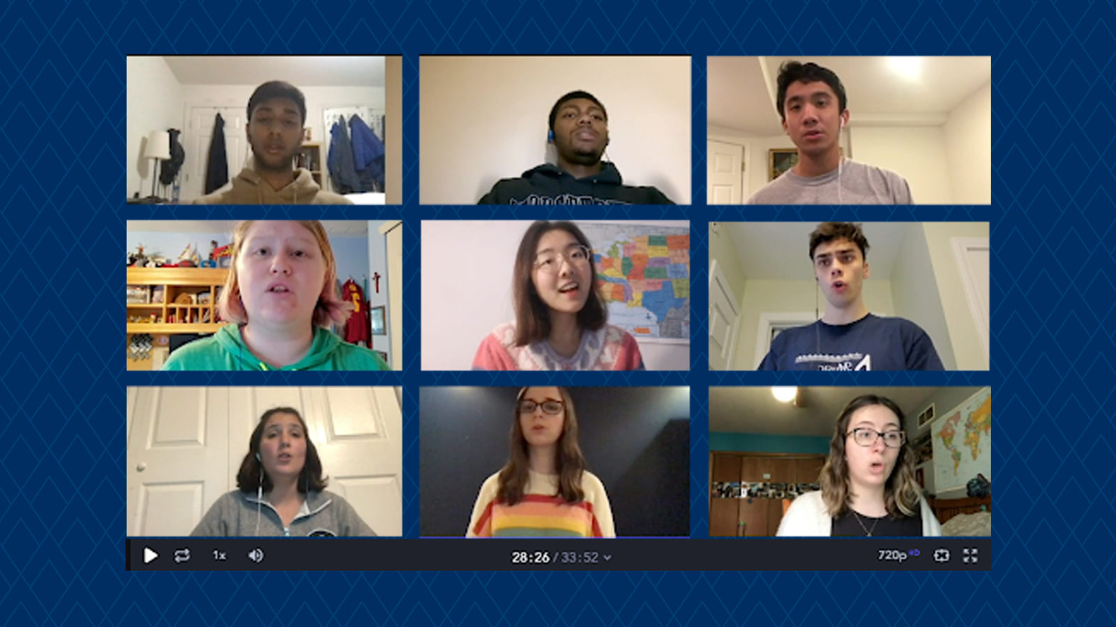 Students singing on Zoom