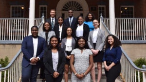 Taurjhai Purdie stands with her fellow members of the Georgetown University Minority Pre-Law Association.