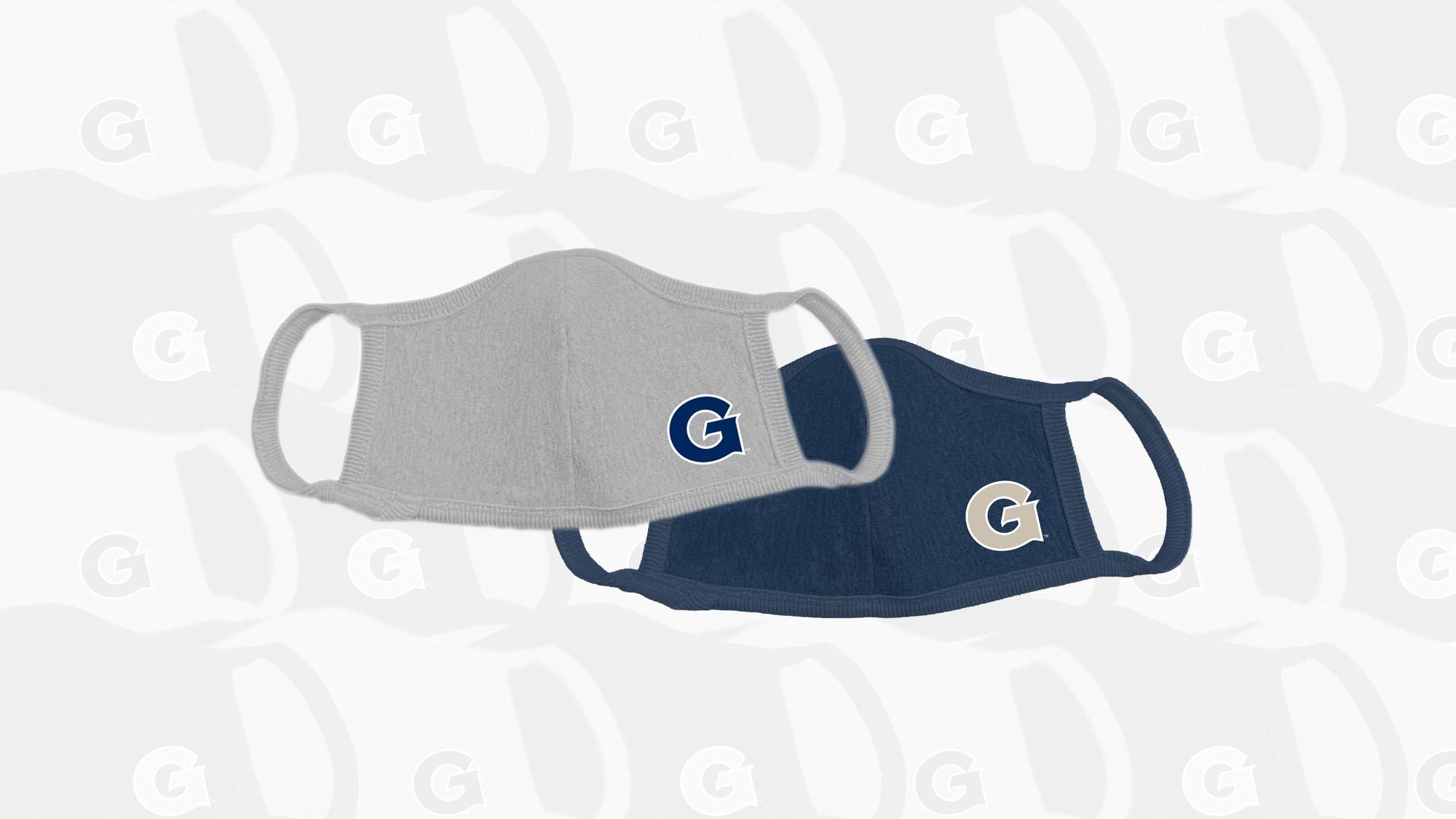 Two masks with Medstar Health and the G for Georgetown on them