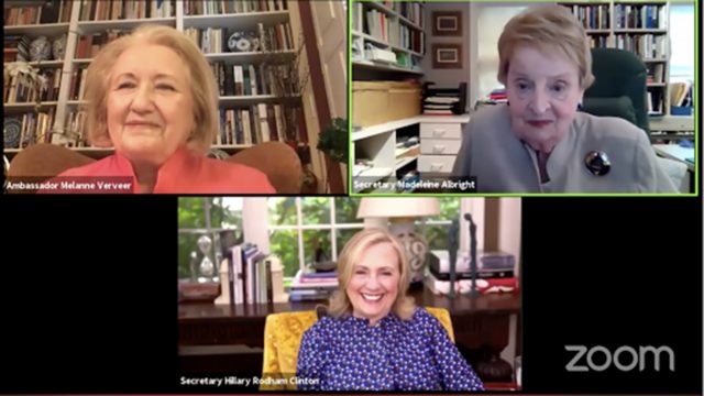 Melanne Verveer, Madeleine Albright and Hillary Rodham Clinton on Zoom