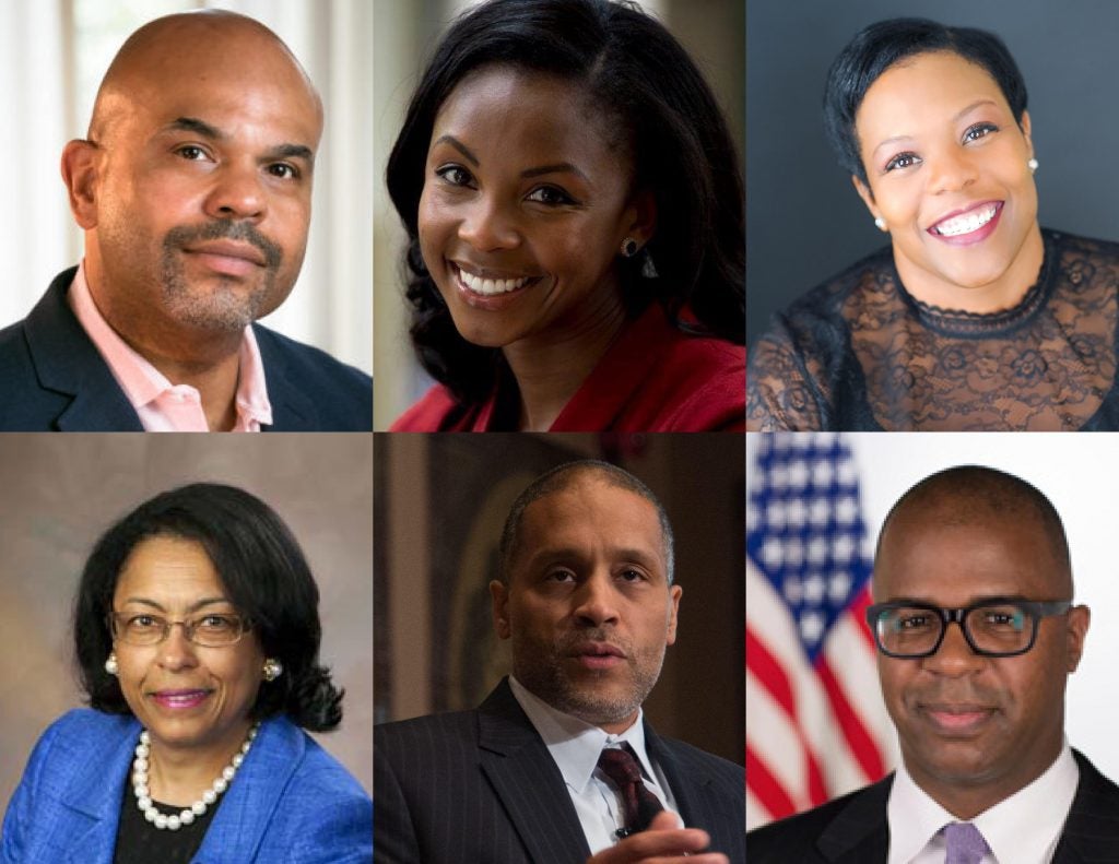 Headshots of Saladin Ambar, Brionne Dawson, Haya Henderson, Cheryl Long, Scott Taylor, and Zaid Zaid