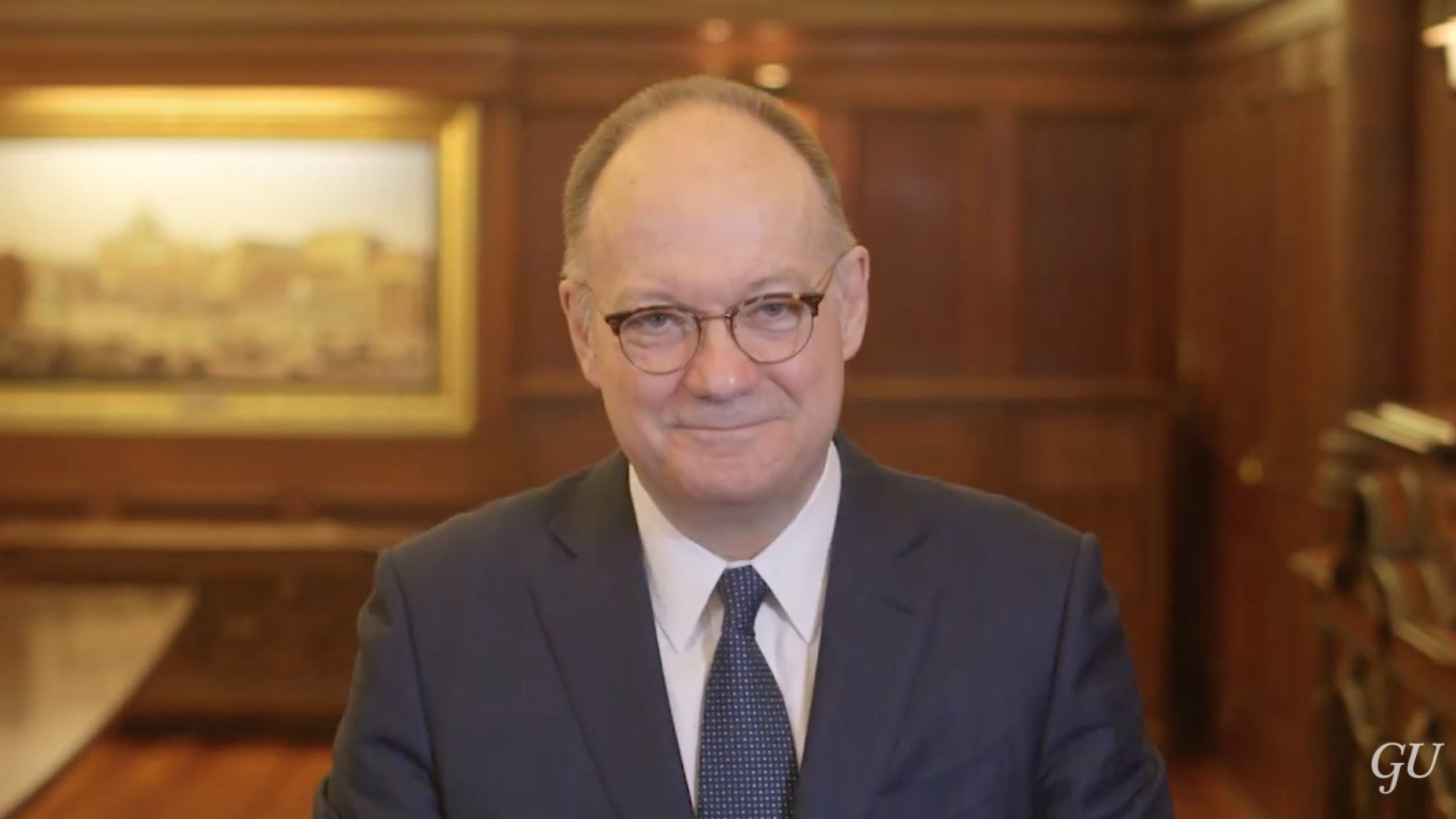 President DeGioia smiles at the camera.