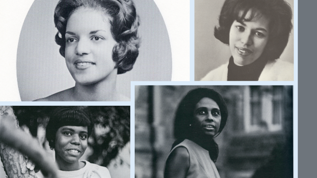 A photo collage of Georgetown yearbook pictures of Margaret Hayes Jordan, Brenda Kennedy Lockley, Bernardine Mays Lacey, and Priscilla Lee Rogers