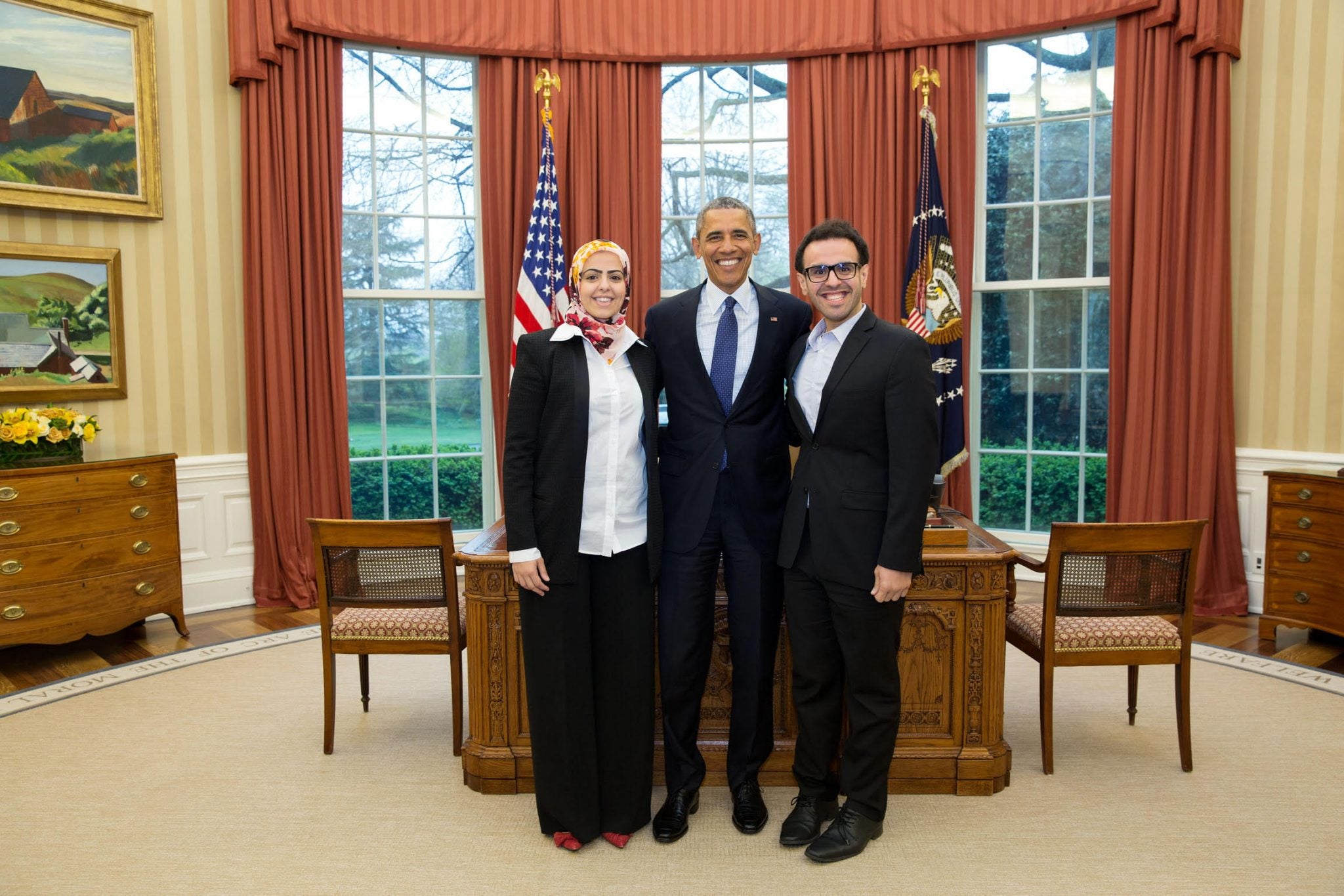 Soltan (right) with President Obama in the Oval Office
