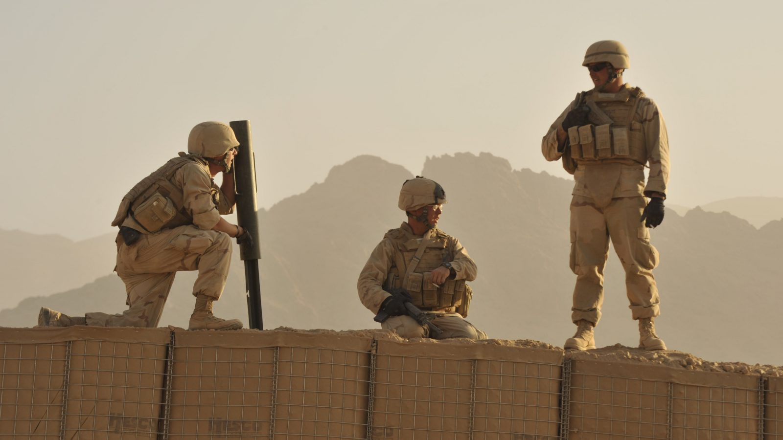 American Seabees work on a combat outpost north of Kandahar, Afghanistan, in 2010
