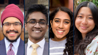 Four Hoyas pictured from the 2021 cohort of the Paul F. Pelosi Scholars Initiative.