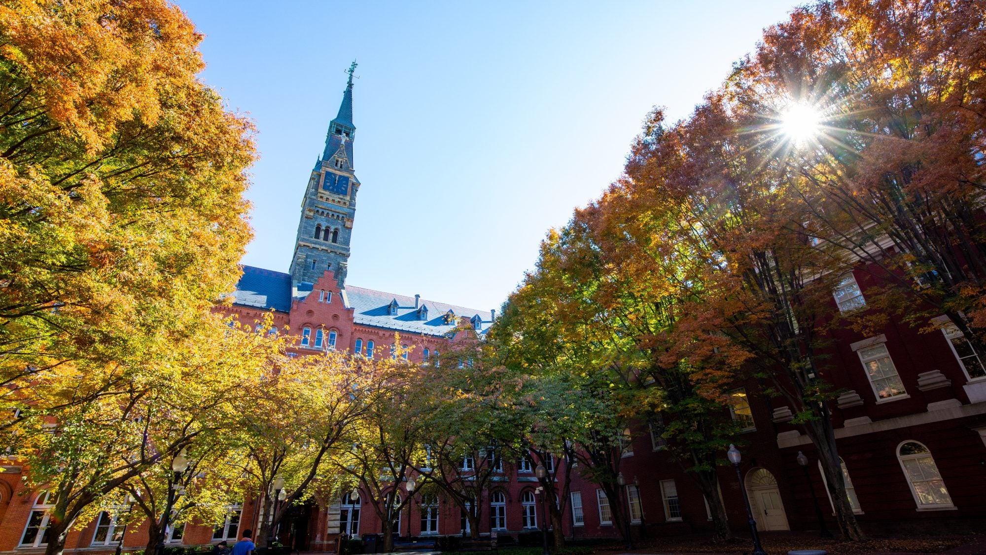 Georgetown&#039;s campus pictured during the fall.