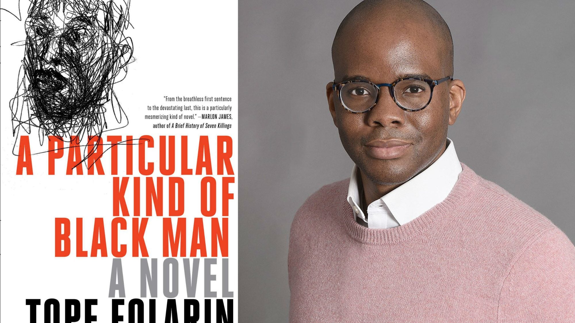Book cover: A Particular Kind of Black Man. Tope Folarin headshot.