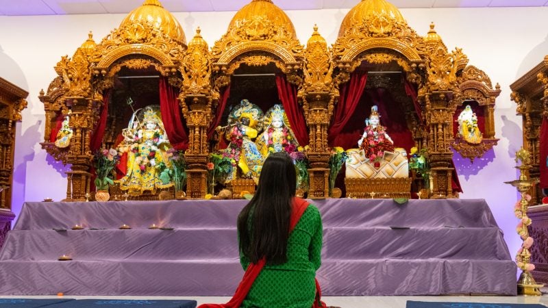 A student at Georgetown's new Dharmic Meditation Center