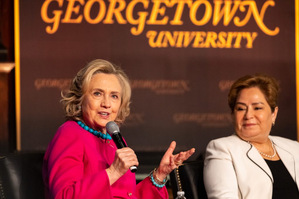 Hillary Rodham Clinton speaks at Georgetown.