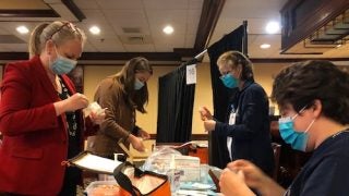 Students at Georgetown&#039;s COVID-19 Vaccine Booster Clinic