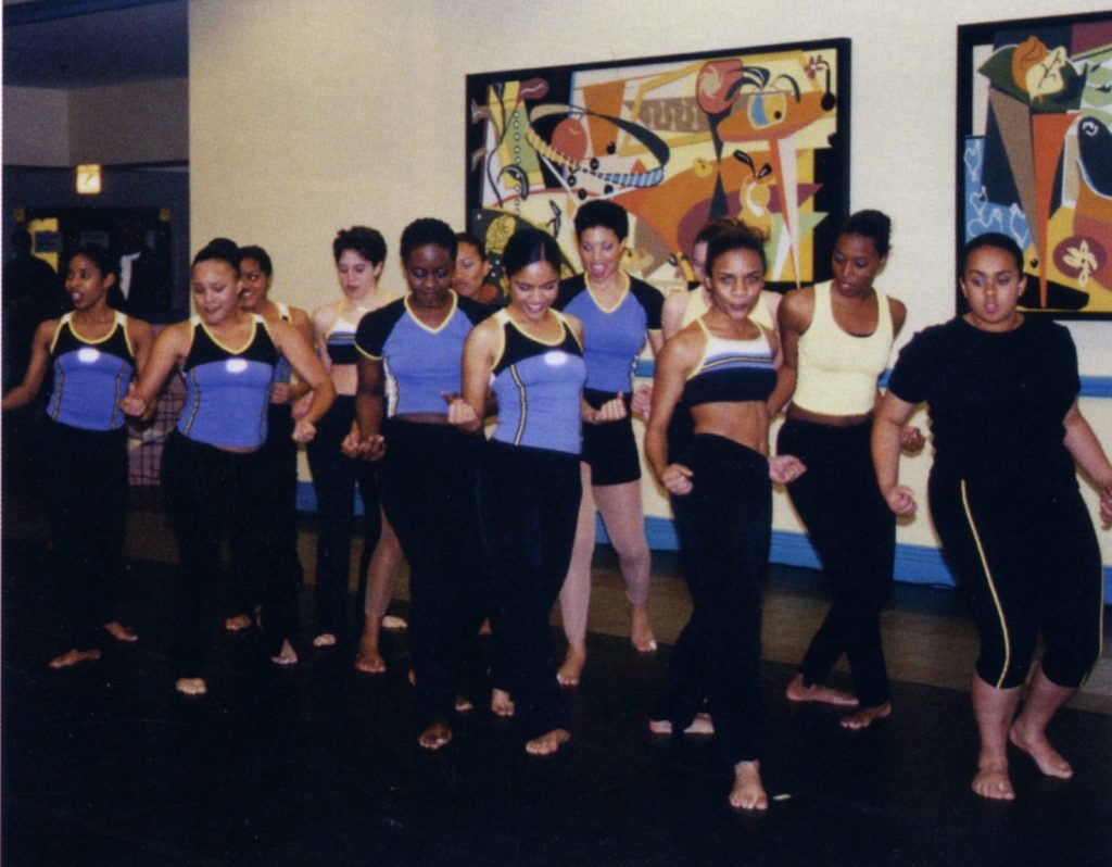 A group of students dance