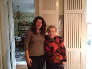 Hannah Beswick (MAAS’14) and Madeleine Albright