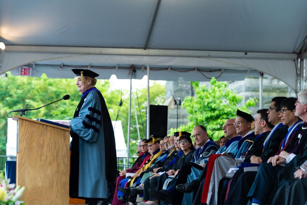 Madeleine Albright speaks at Commencement