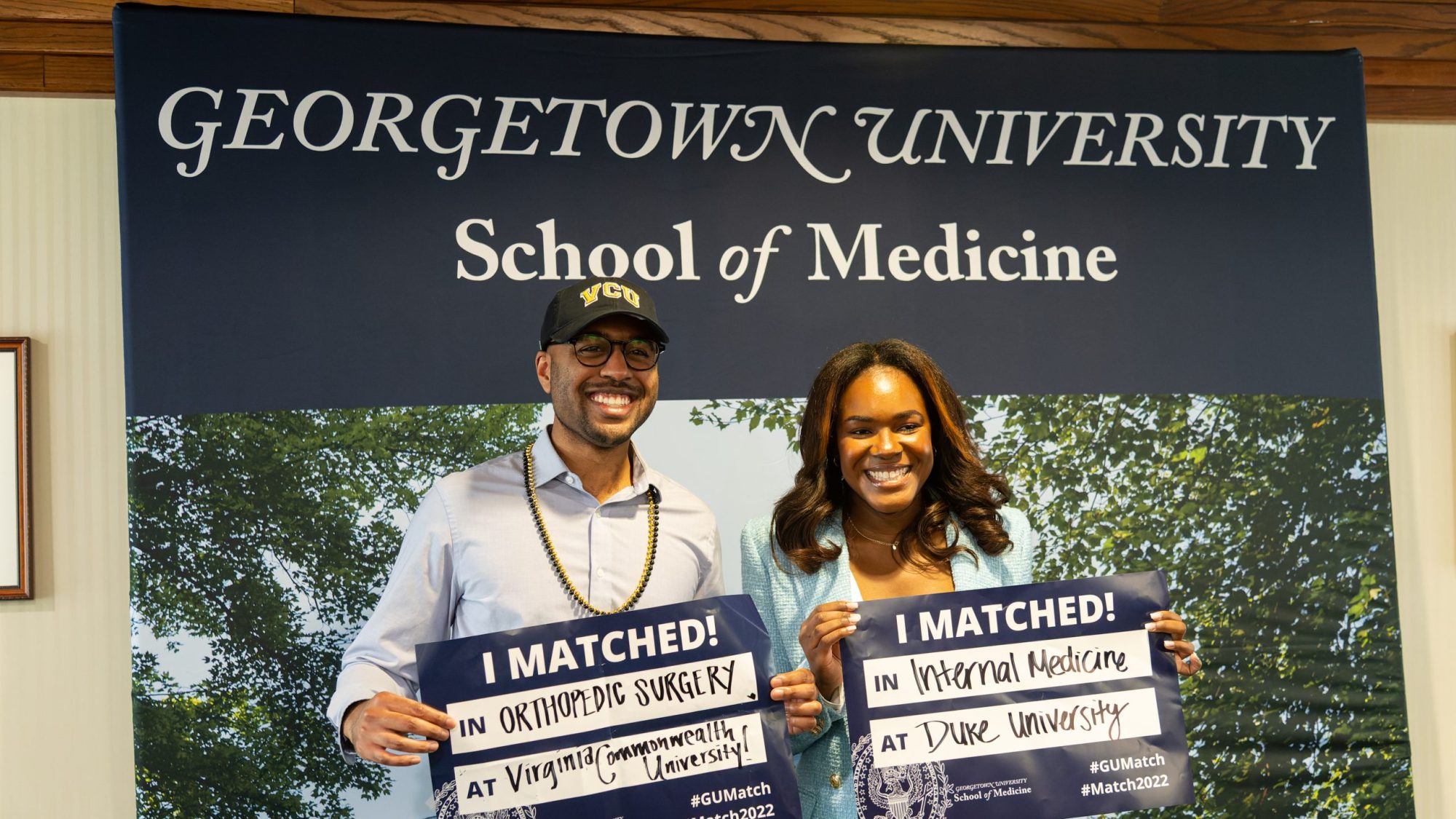Members of the School of Medicine Class of 2022 gather to celebrate Match Day.