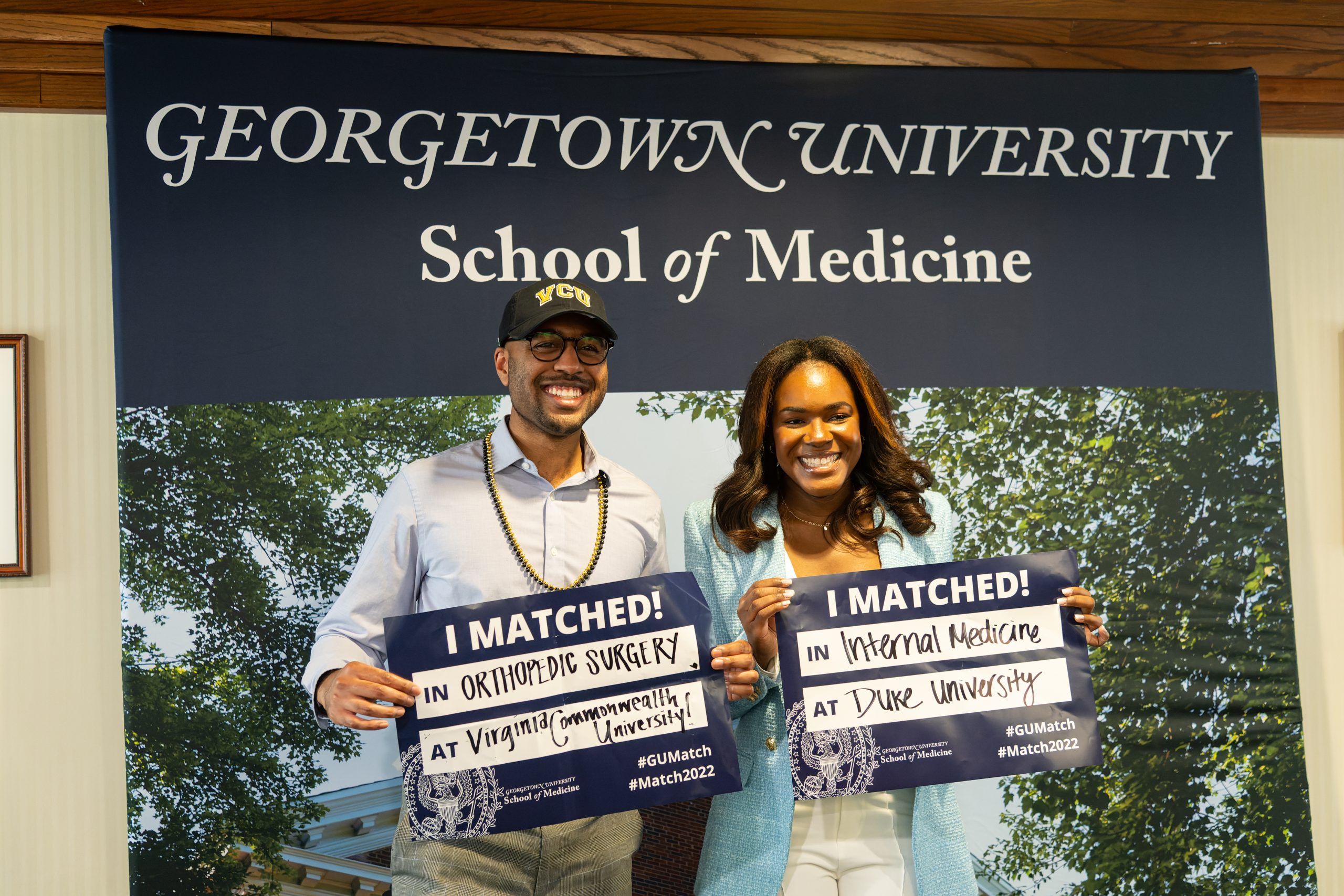 Members of the School of Medicine Class of 2022 gather to celebrate Match Day.