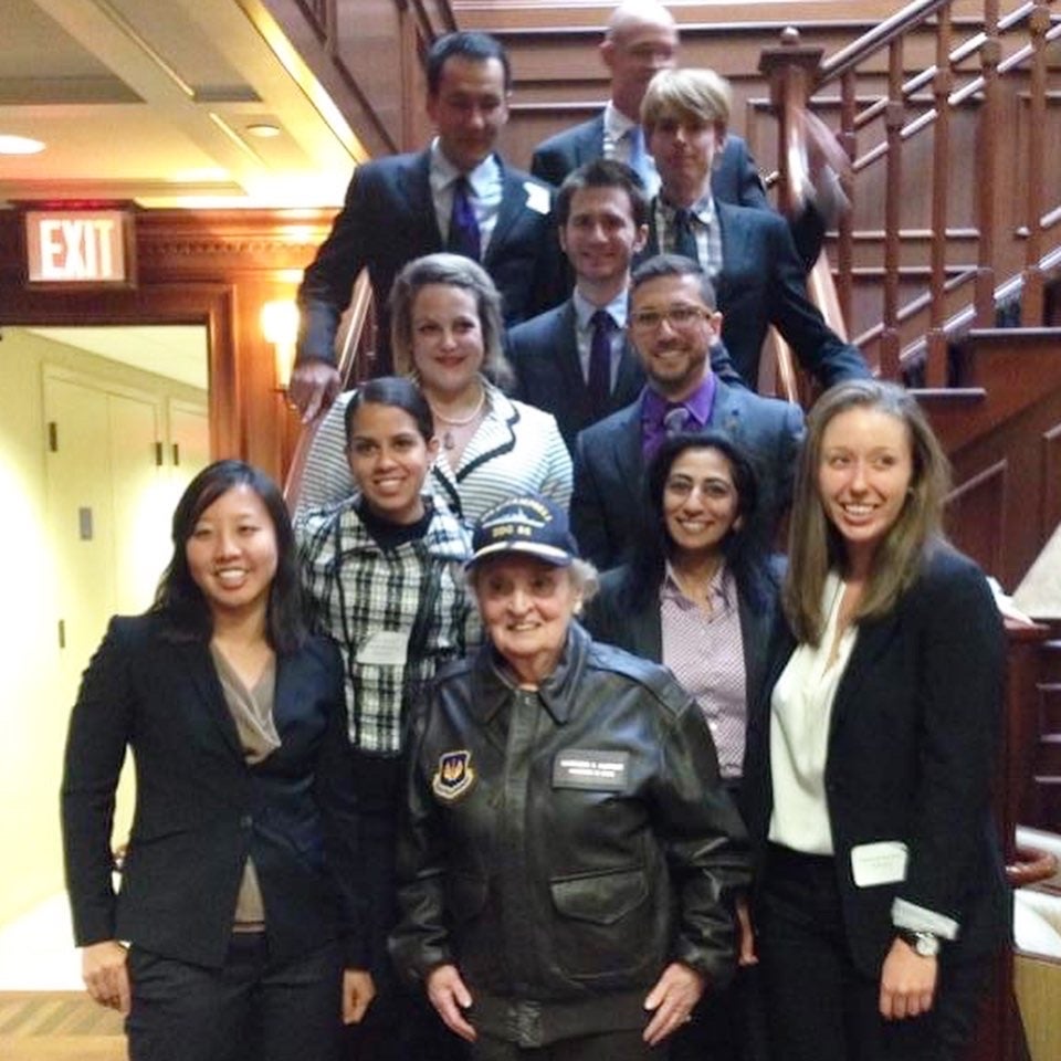 Liz Alarcón (MSFS’15) in a class with Madeleine Albright.