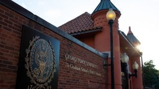 An image of Georgetown&#039;s Car Barn, where the Graduate School of Arts &amp; Sciences is located.