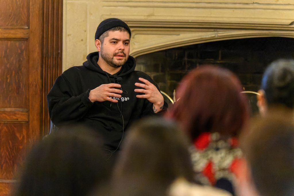 Chef Erik Bruner-Yang speaks to a crowd