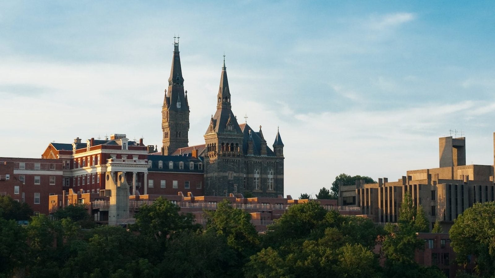 Healy Hall and Georgetown&#039;s campus from a distance