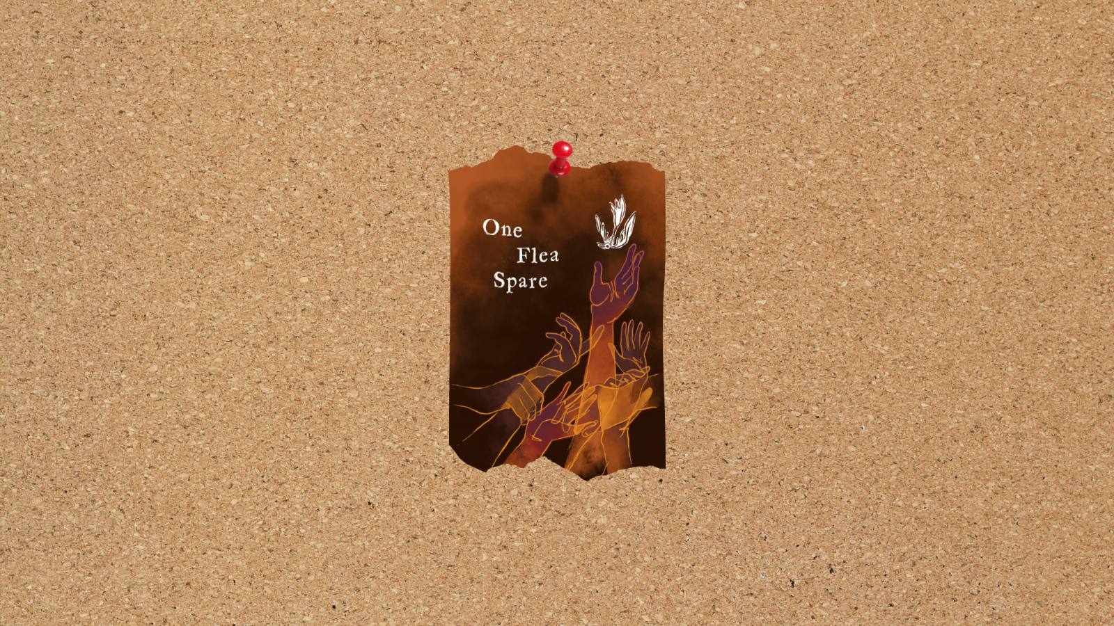 Graphic featuring bulletin board and stylized note featuring text, &quot;One Flea Spare.&quot;