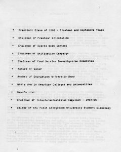 A list of the activities Bill Clinton was involved in from 1967, which included being a member of the pep band.