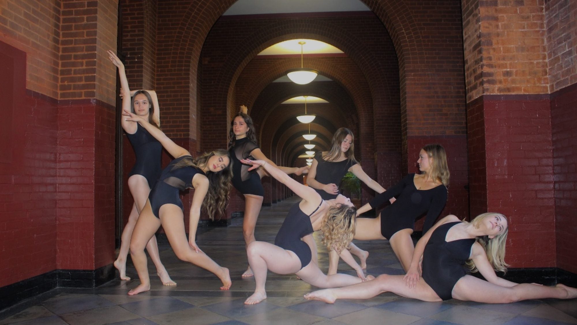 GU Dance Company members in Healy Hall.