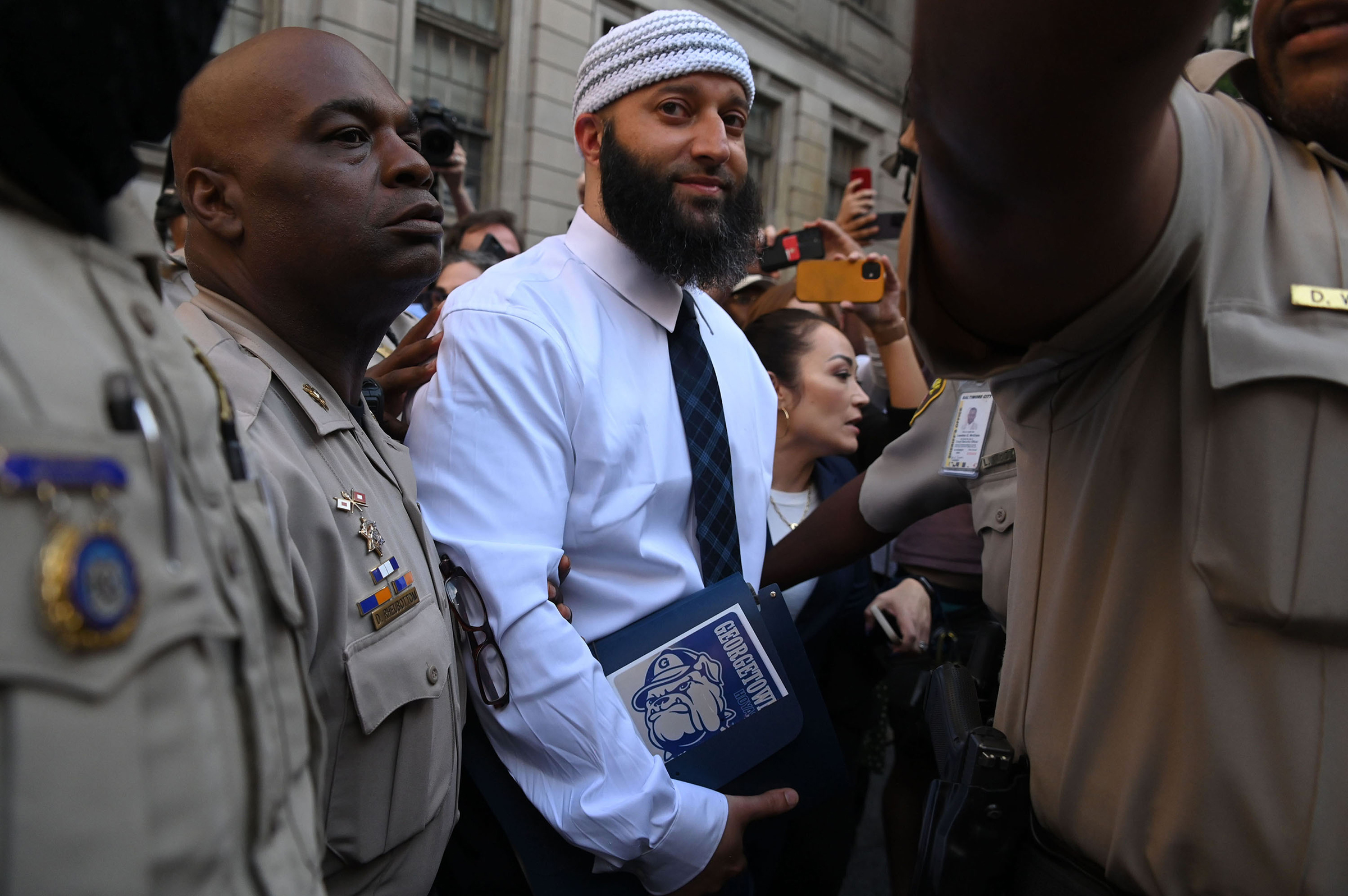 Adnan Syed leaves the courthouse after being released from prison 