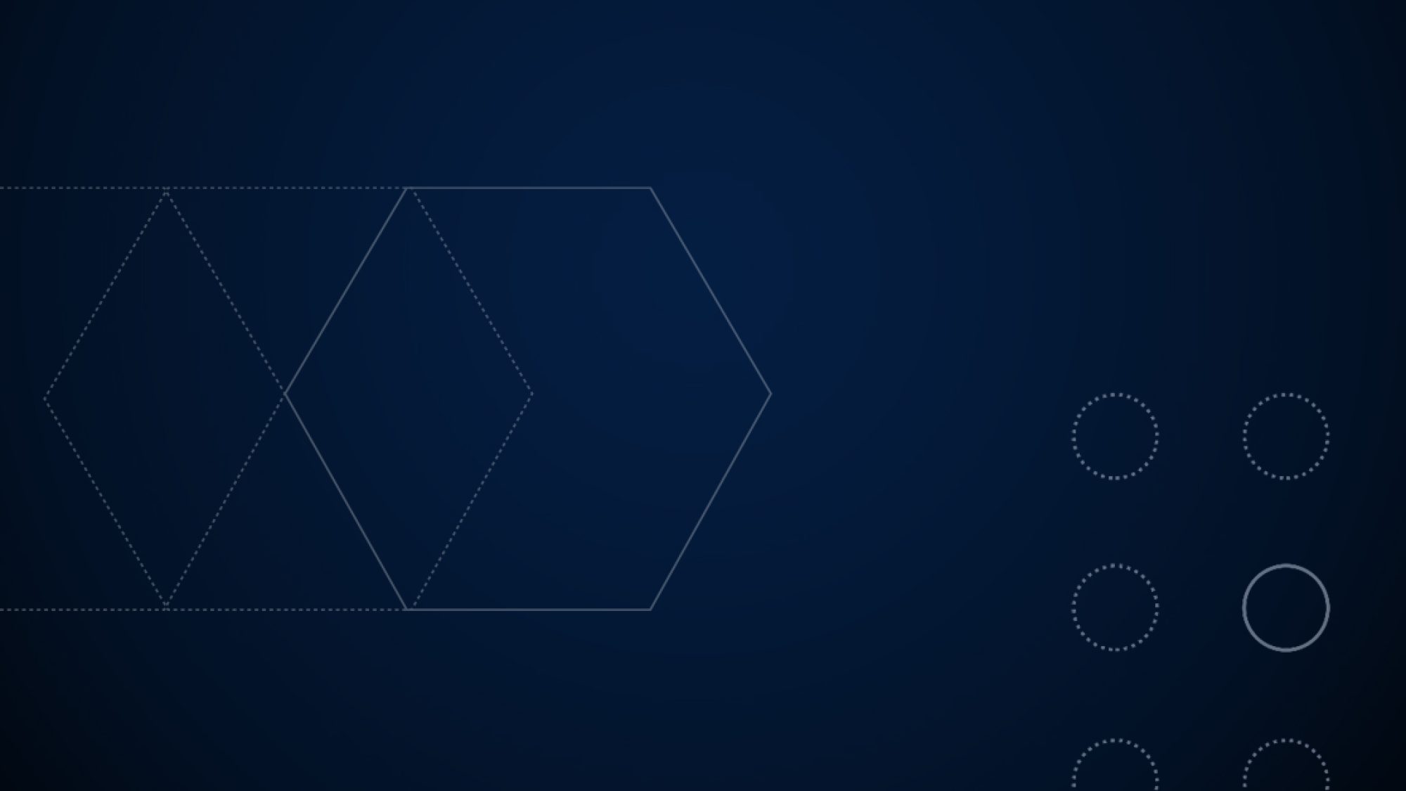 Outlines of hexagons and circles on a dark blue background.