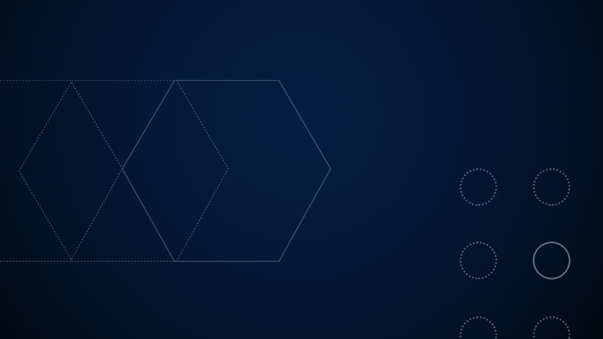 Outlines of hexagons and circles on a dark blue background.