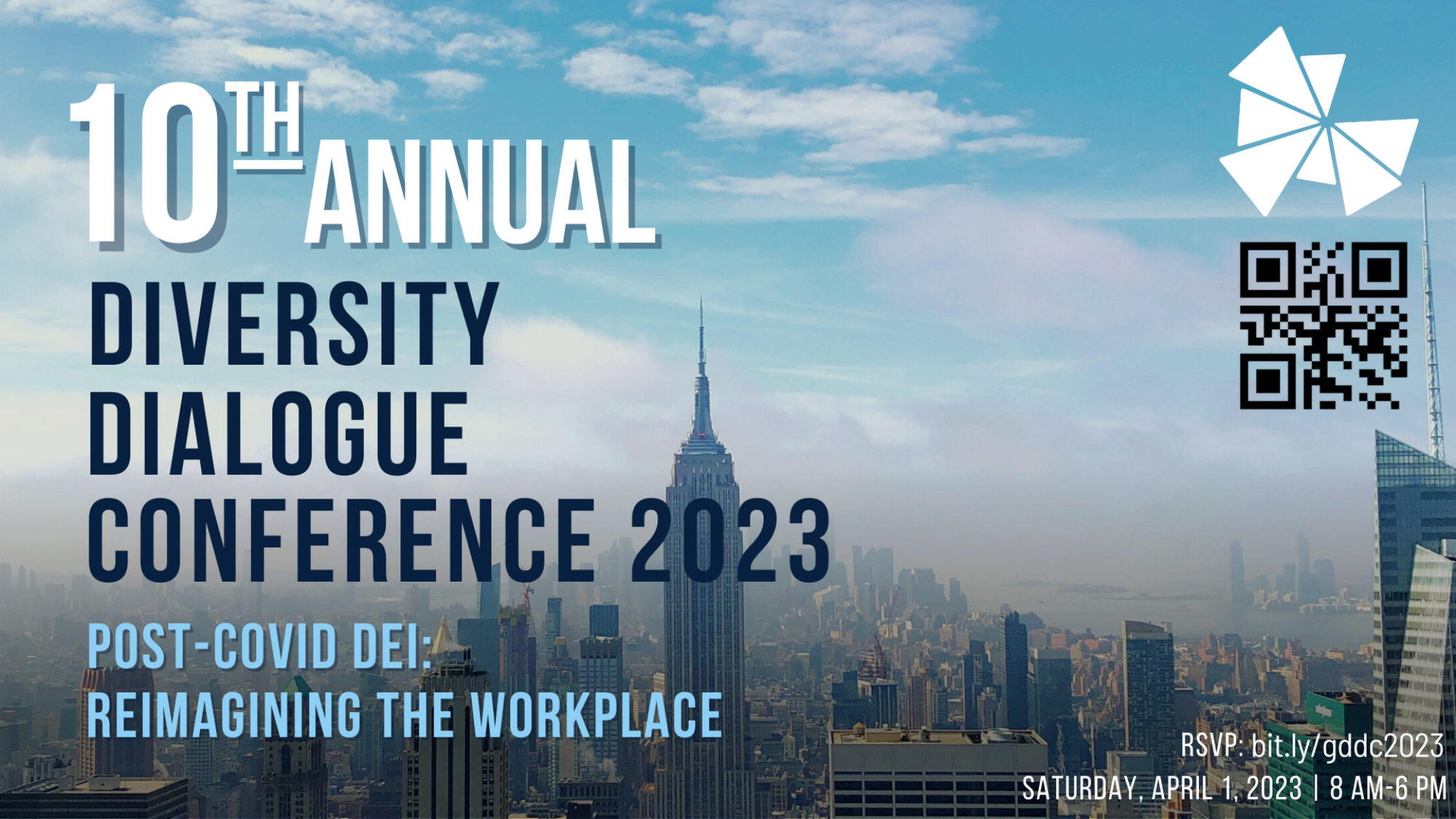 Graphic including New York skyline and text, &quot;10th Annual Diversity Dialogue Conference 2023.&quot;