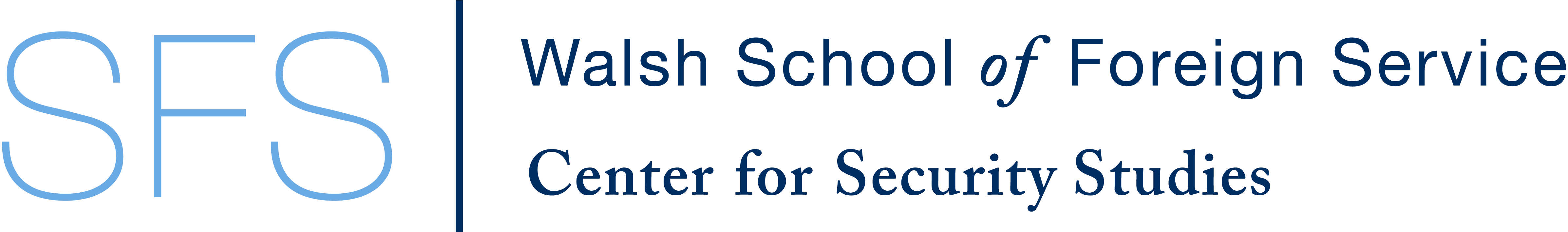 Logo for the Center for Security Studies, part of the Walsh School of Foreign Service (SFS)