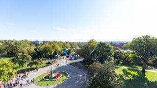 An aerial view of Healy Circle